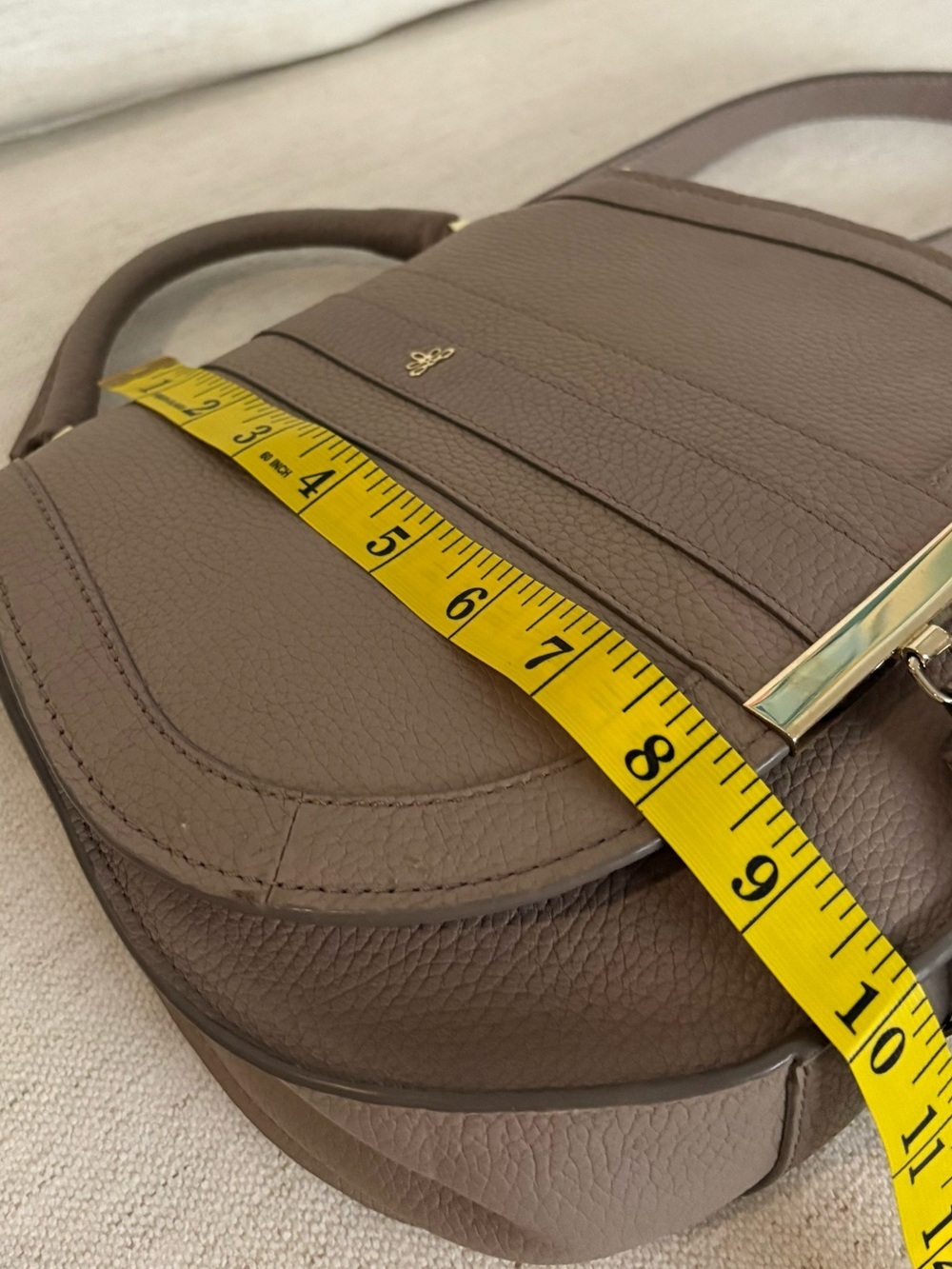 DeMellier Shoulder Crossbody Hand Bag Pebbled  Leather Khaki Color - Picture 2 of 8